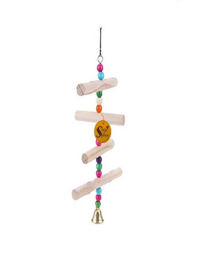 Sage Square Natural Wood Hanging Toy - Interactive Fun for Small & Medium Birds - Cage Accessories for Cockatiel, Lovebird, Budgerigar, Canary, and More,Elevate Your Bird's Playtime (Toy 5) - Image 2
